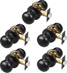 Matte Black Passage Door Knobs 5 Pack