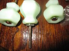JADEITE GREEN HEXACONAL GLASS DRAWER CABINET PULL KNOBS 1 1/8'