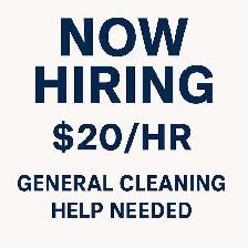 Hiring Cleaner - $20/hr - Flexible Hours