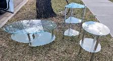 Glass Coffee Table & Two Glass End Tables