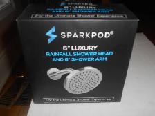 SparkPod 6' Rainfall Shower Head. 6' Shower Arm. New, Boxed