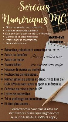 Transcription / Numérisation / Transfert photos / Rédaction