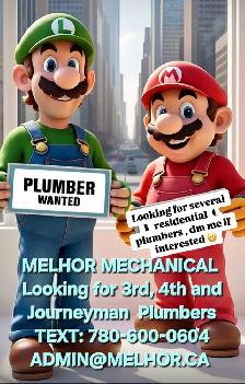 plumbers wanted 3rd 4th and Journeyman