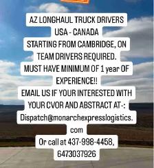 AZ LONGHAUL TRUCK DRIVERSUSA - CANADA