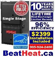 High Efficiency  Furnace  & Air conditioner installed from $2399