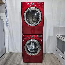 Used Washer Dryer set 27' combo front load stackable Red LG
