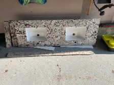 bathroom double sink and marble counter