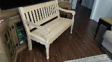 Hand made solid oak bench unfinished or stained to preference