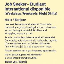 Job Seeker – Étudiant international disponible