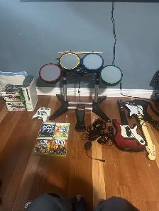 Xbox 360 rock band and guitar hero bundle
