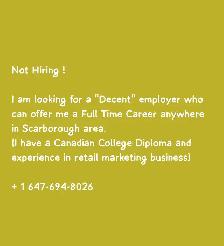 Need a Full Time Career