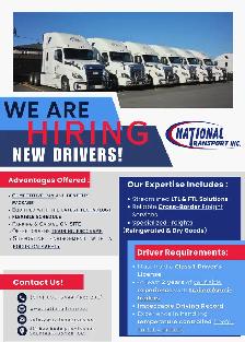 NATIONAL TRANSPORT IS HIRING CALSS 1 TRUCK DRIVER FOR USA