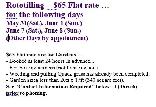 Rototilling -  $65 Flat rate …for the following days