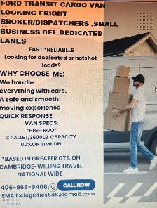 cargo van owner operator providing mover &Parker service