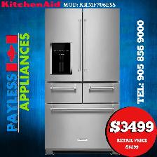 Kitchenaid Refrigerator KRMF706ESS 36' French Door 25.8 cu. ft.