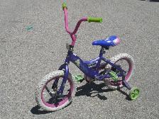 OUTGROWN NOW GIRL'S 14' TINK PRINCESS WITH TRAINING WHEELS BIKE!