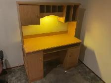 Desk with chair and floor mat