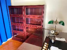 Pair of 4-Tier Barrister Bookcases in Rich Burgundy Finish – Gla
