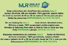 Nous recherchons Chauffeurs des camions classe 3