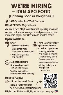 WE'RE HIRING – JOIN APO FOOD (Opening Soon in Vaughan!)