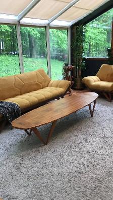 Mid century. TECK TEAK. Meuble. Surfboard coffee table Table sal