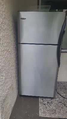 Stainless steel Frigidaire fridge.