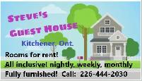 ROOMS FOR RENT, FURNISHED, SHORT OR LONG STAY. KITCHENER