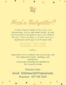 Your Child's New Favourite Babysitter in Milton, Ontario (: