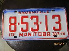 1976 MANITOBA SNOWMOBILE LICENSE PLATE $10. VINTAGE MANCAVE