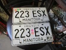 1983 - 1987 MANITOBA CAR LICENSE PLATE SET $20 MANCAVE DECOR