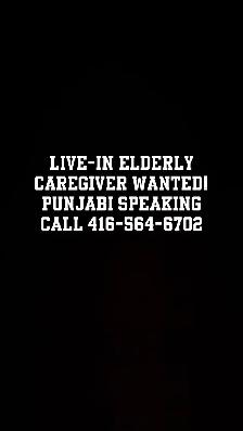 LIVE-IN ELDERLY CAREGIVER WANTED