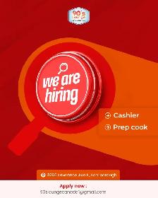 Hiring Cashier and prep cook