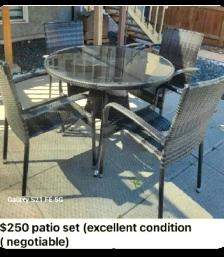 pre loved patio glass table with chairs