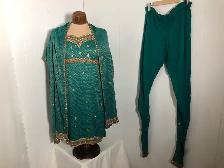 Women's Teal & Gold East Indian 3 piece Outfit. Medium.