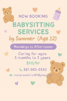 Offering babysitting services 3mo-3years old