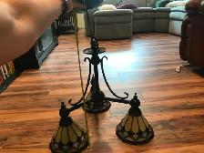 Stained Glass Triple Chandelier