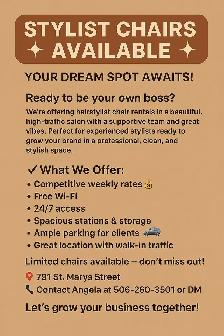 Hairstylist Chair rental