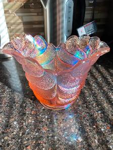 MCM LE Smith Carnival Glass Vase