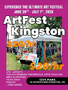 looking for booth helpers at Artfest in Kingston $20-$22/hr