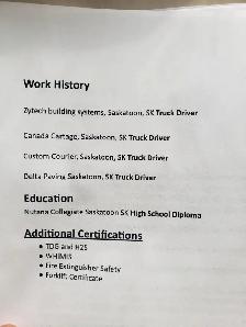 1a driver looking for work