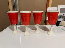 Ceramic red solo cups with stands set of 4