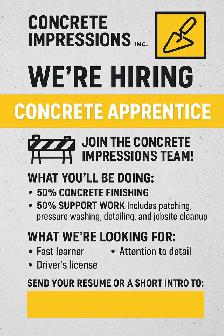 Start Strong with Concrete Impressions – Apprentice Wanted