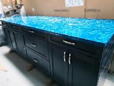 Kitchen Island with Blue Countertop ~