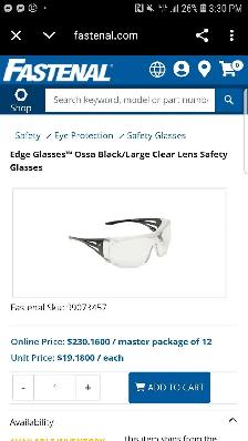 Edge Glasses™ Ossa Black/Large Clear Lens Safety Glasses