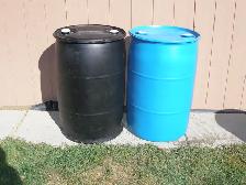 55  GALLON  PLASTIC  BARRELS