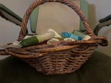 LARGE CANE BASKET  With Many (Maybe 100) Guest soaps -