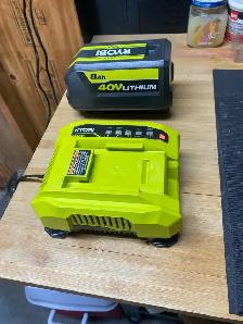 Ryobi 40 Volt 8 AH Battery & Rapid Charger