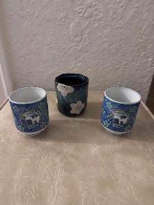 Moving Sale Set of Decorative Ceramic Cups