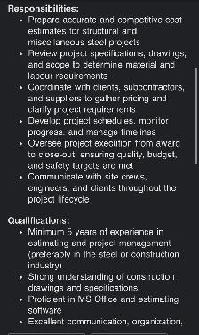 project manager and estimator