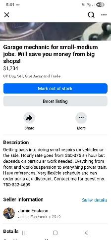 Garage mechanic for small-medium jobs. Great rates.